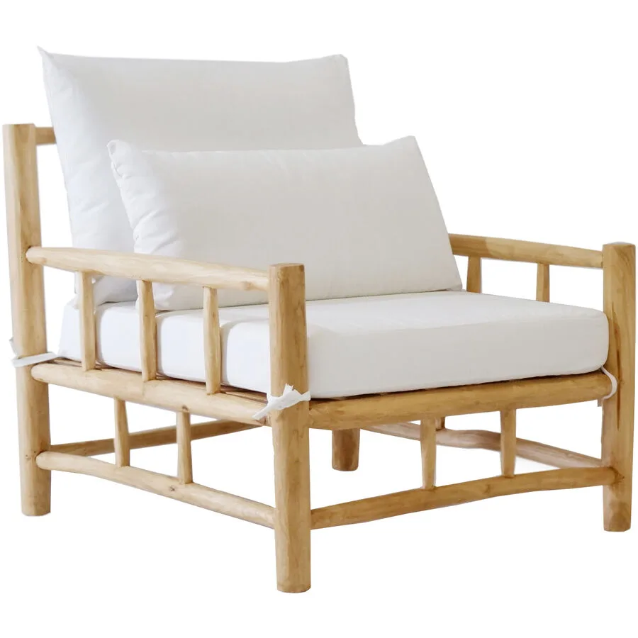 Loungesessel Garda natur/weiss Teak