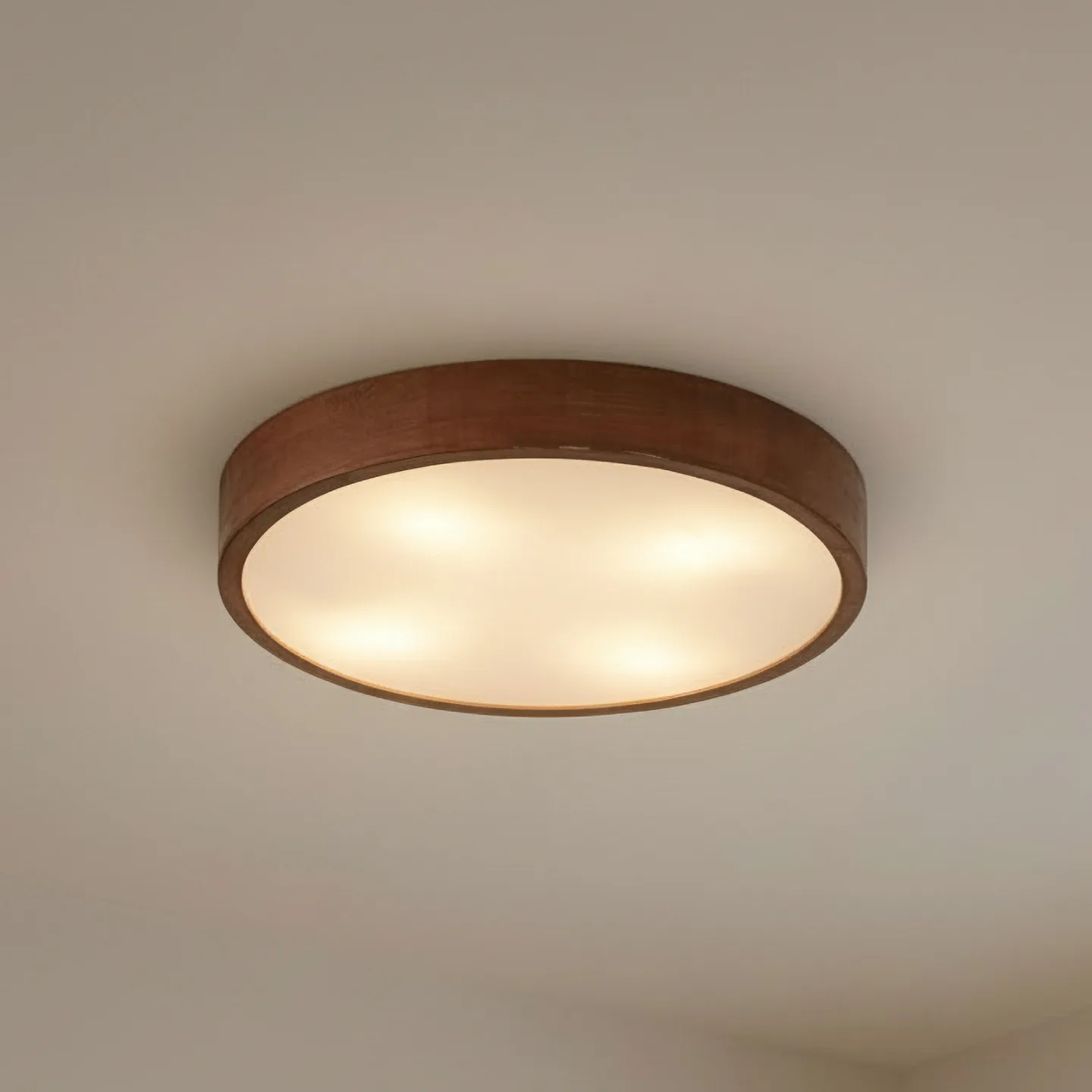 Tanju loftlampe, Ø 50 cm, gummitræ, 4 lyskilder – Lindby - Stue - Rund