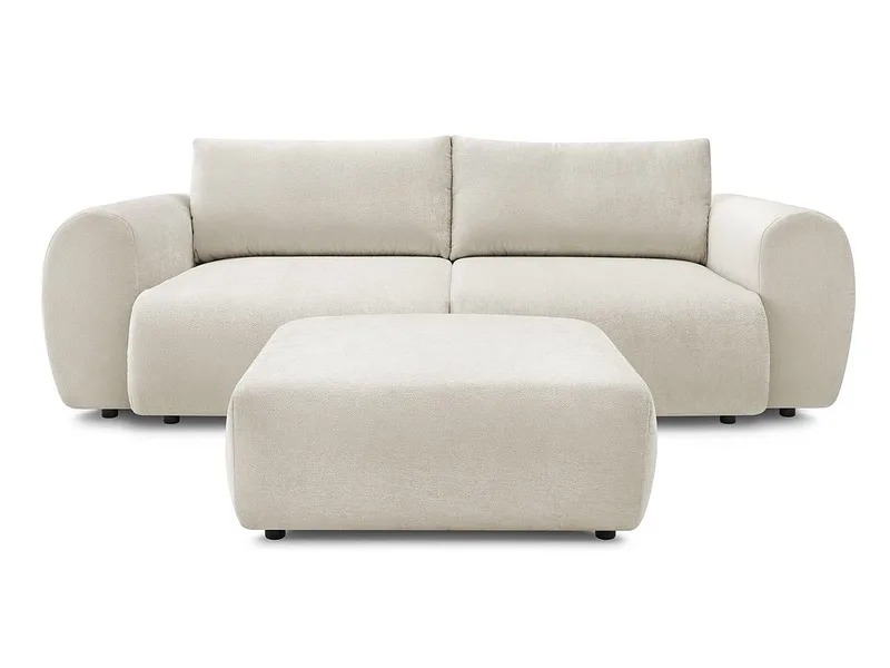 3er Sofa mit Hocker BOBOCHIC LUCIEN Stoff beige