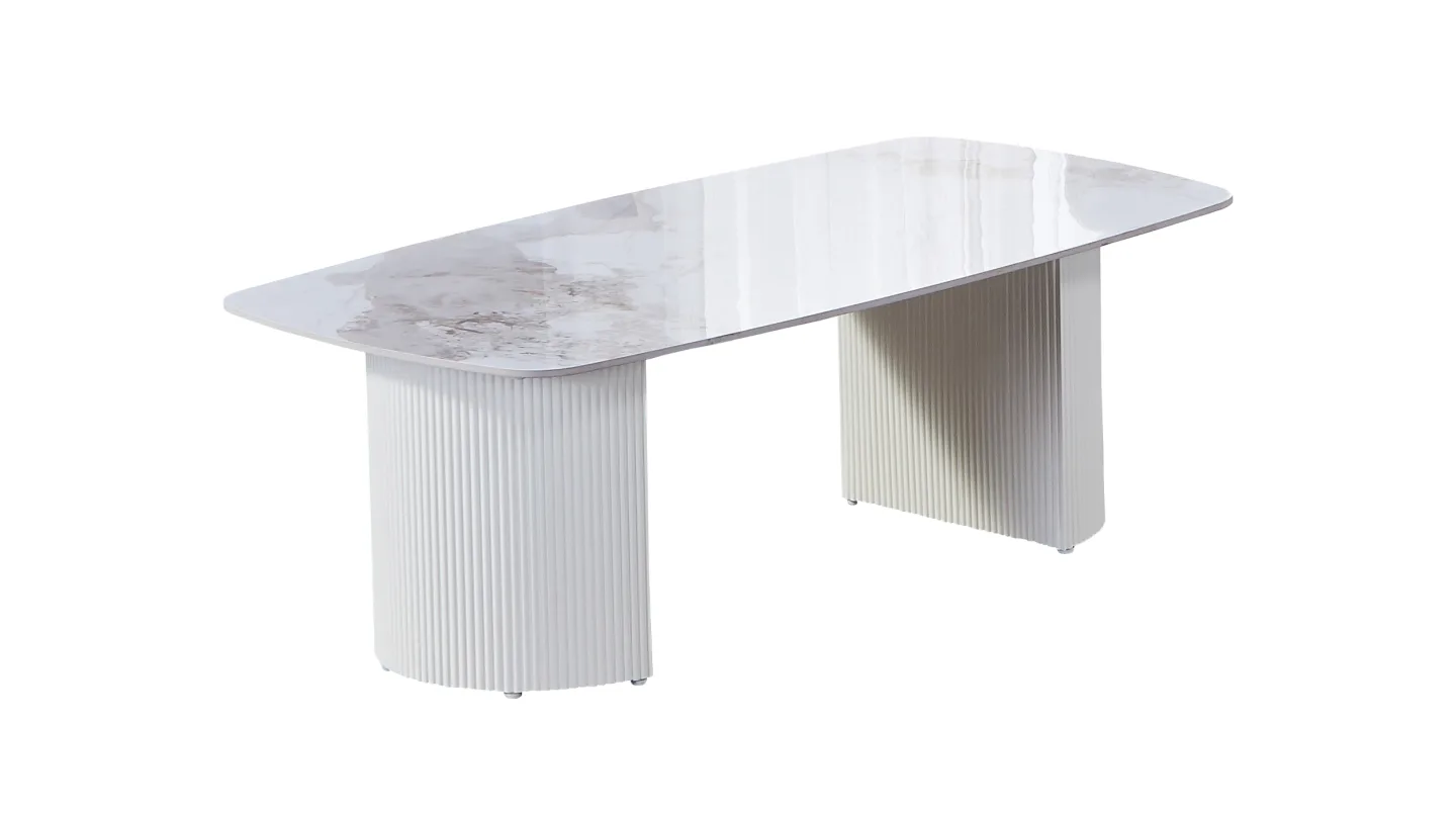 Couchtisch weiß hochglanz Marmoroptik 120 x 70 cm - VITALO