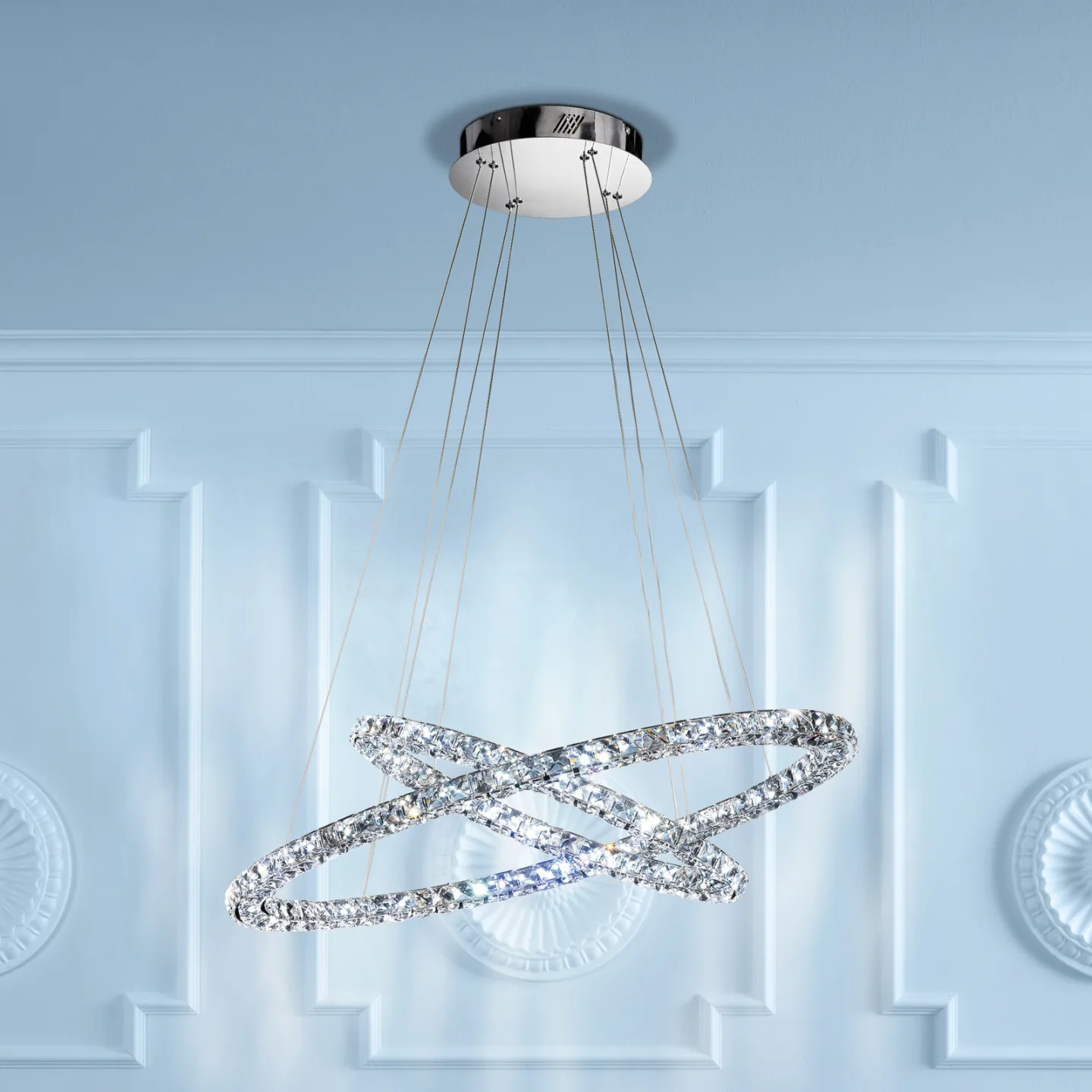 Toneria LED-Hängelampe chrom 90cm Edelstahl - Stars of Light - Wohnzimmer - Modern - Mehrflammig