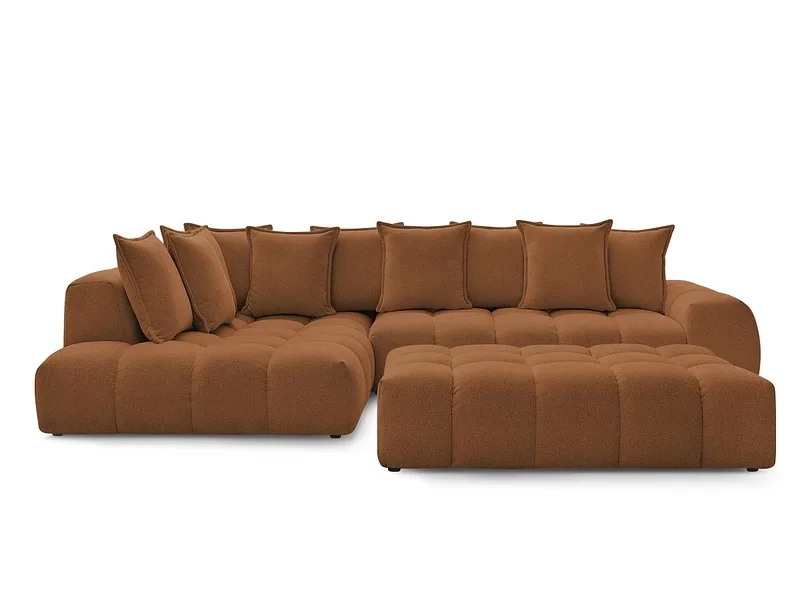 Ecksofa mit Hocker BOBOCHIC EVEREST Stoff chiniert orange