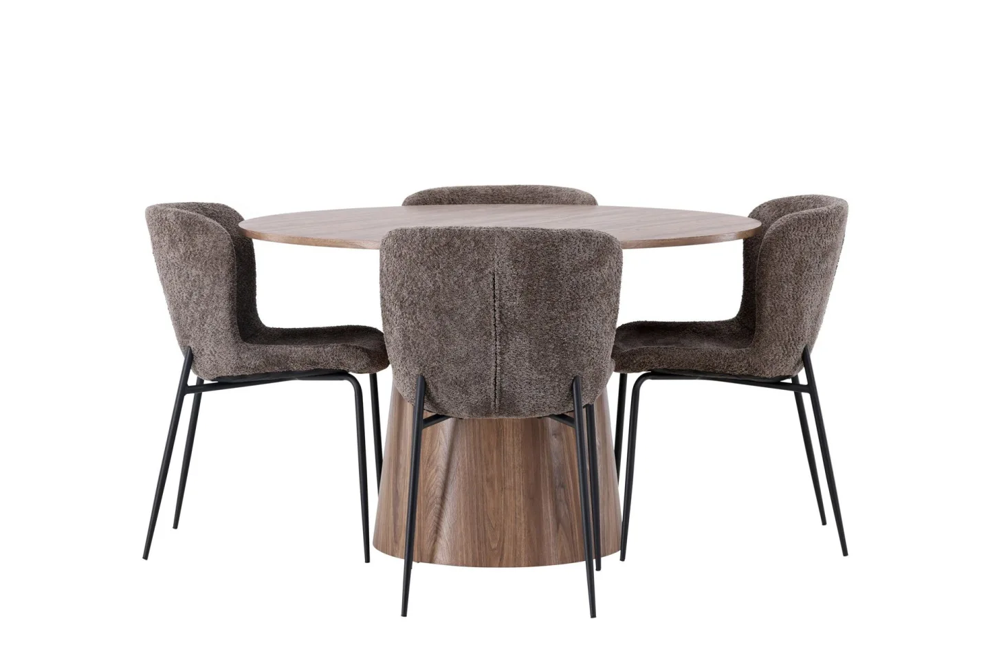 Lanzo Matgrupp 120 cm Rund med 4 Modesto Stolar - Natur
