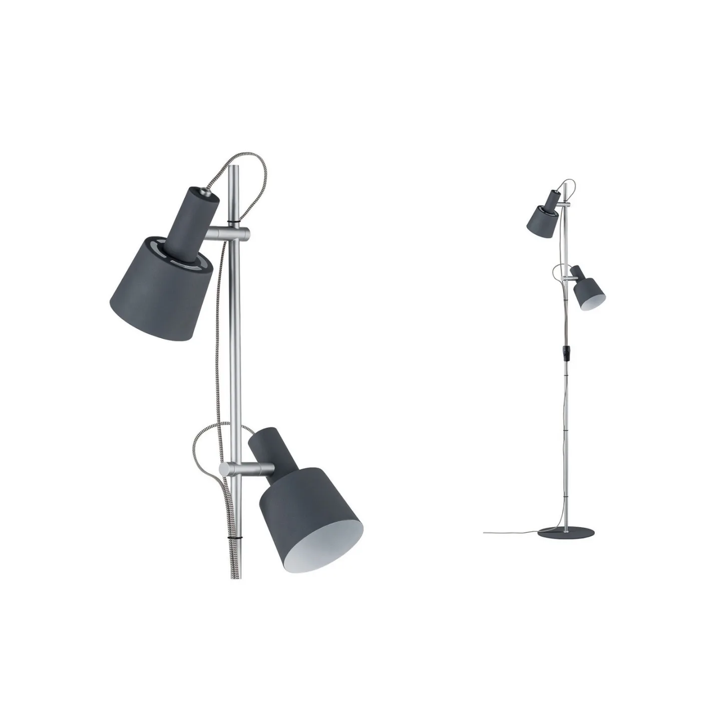 Haldar Stehleuchte Dark Grau/Chrom - Paulmann - Wohnzimmer - Modern - Metall - Mehrflammig
