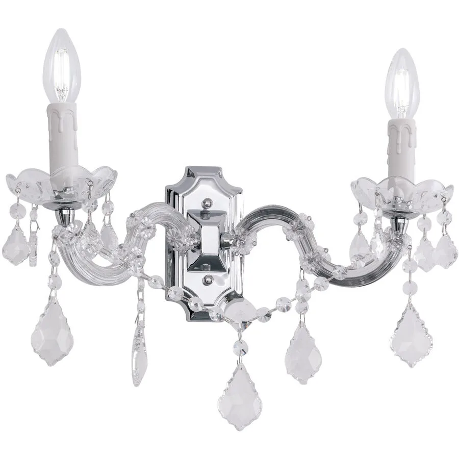 Briamond Wandlampe Theresa Silber/Weiss/Transparent Stahl/Kristall 41 cm 25 cm - Material: Stahl/ K9 Kristall