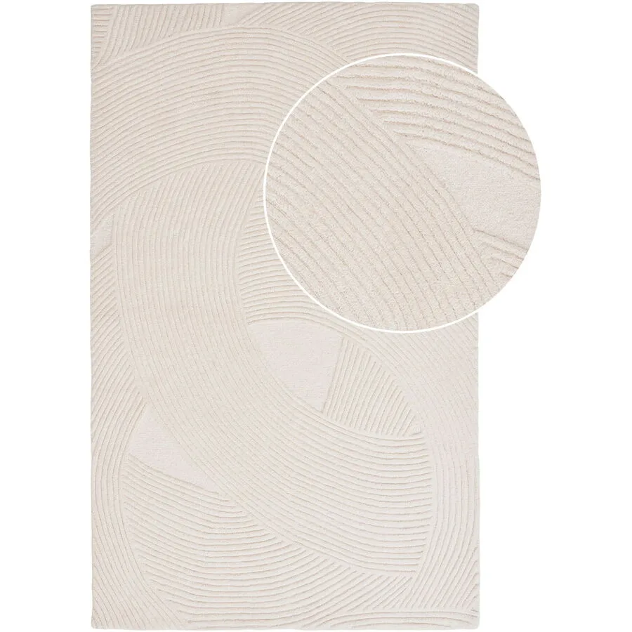 Teppich Boreya ivory Einfarbig Wolle 200 x 300 cm