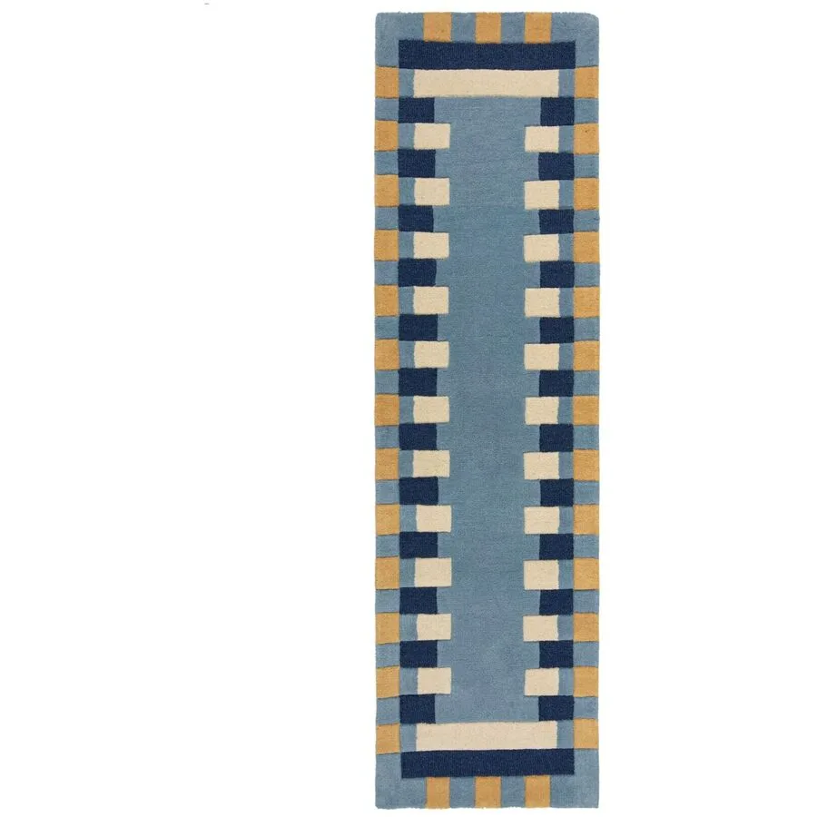 Teppich Skandy Blau/Gelb Wolle 60 cm 230 cm