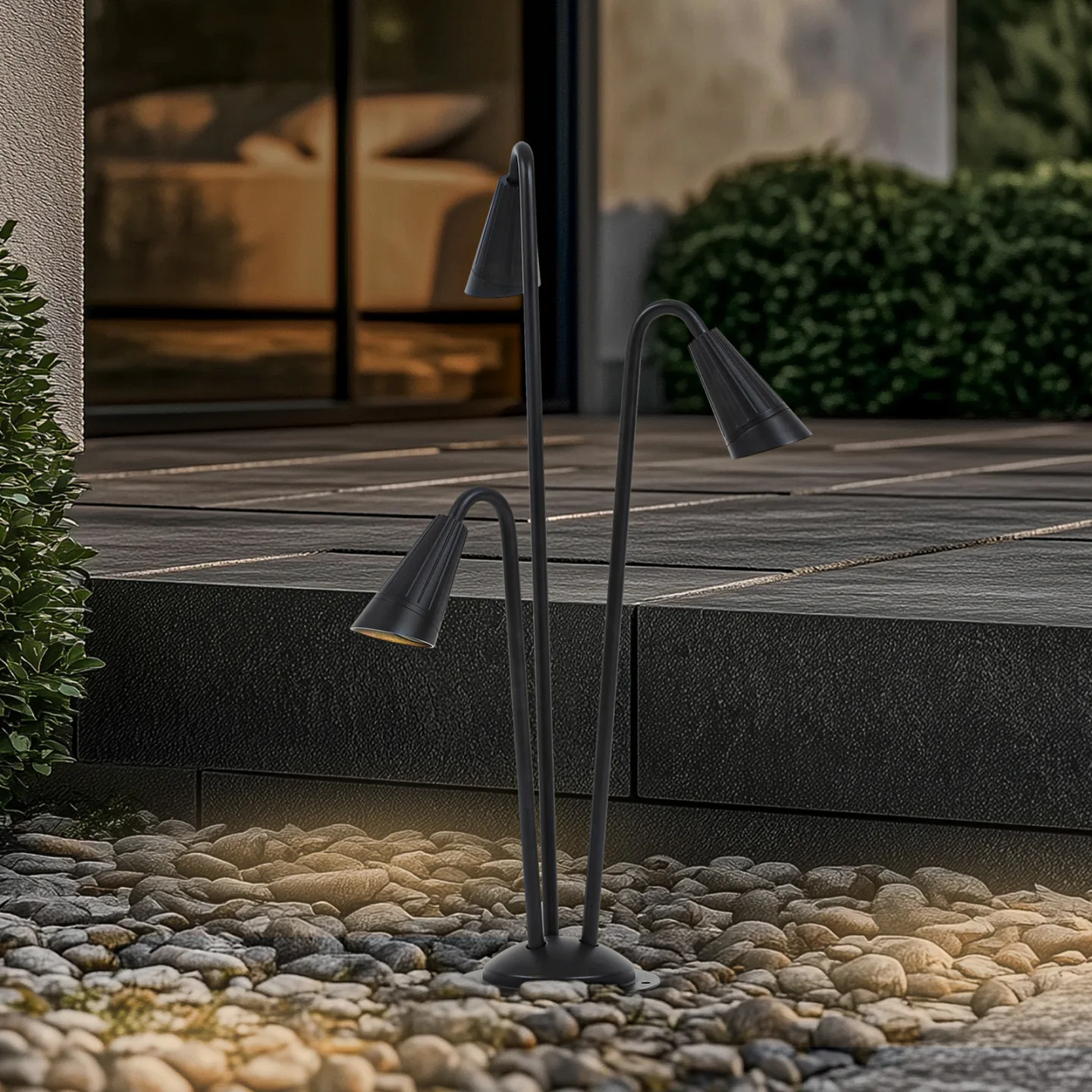 Sorvete veilampe, 3 lyskilder, høyde 83 cm, svart - Lindby - Terrasse - Moderne - Aluminium - Med flere lyskilder