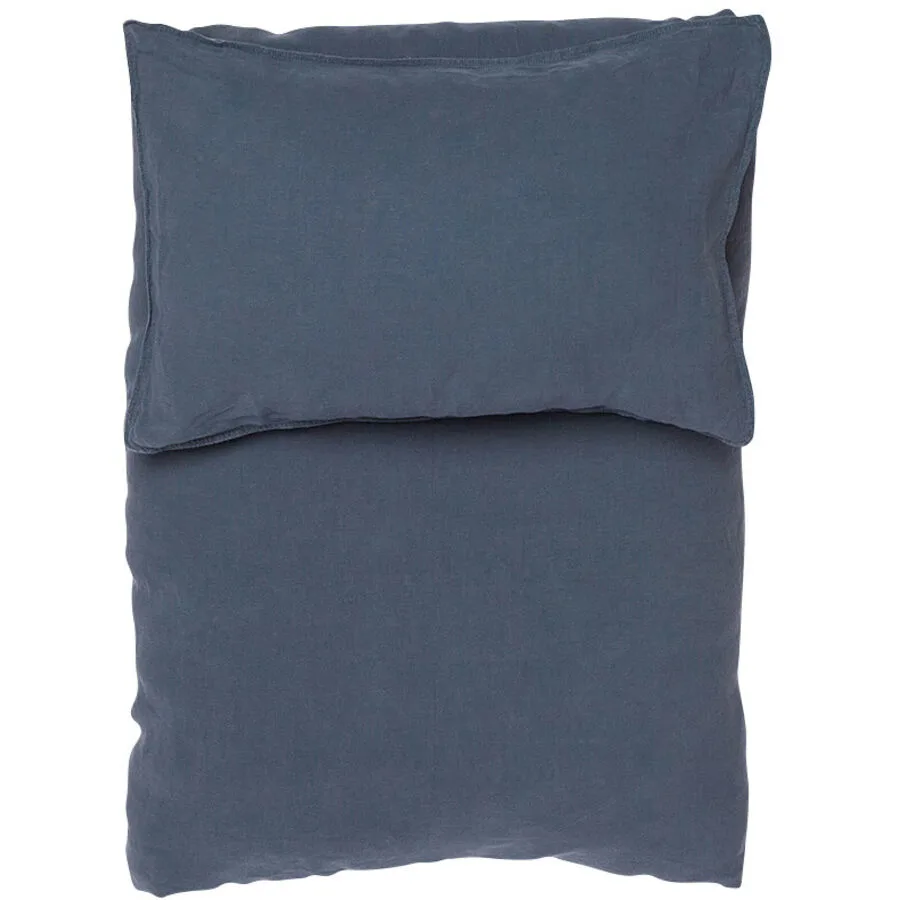 Lavie Duvetbezug Linus indigo Einfarbig Leinen 240 x 240 cm