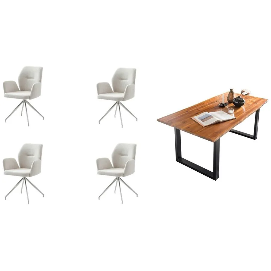 Essgruppe Eats cognac Akazie/Strukturstoff B 180 T 90 cm 4