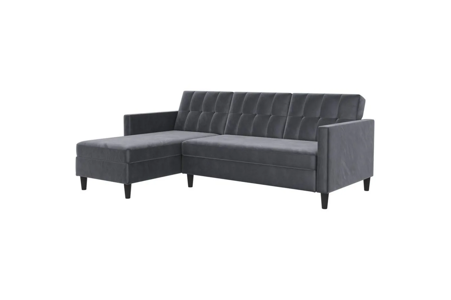 Bäddsoffa Hartford 213x153x82 cm, Antracit, Sammet - 213x153x82 cm, Antracit, Sammet