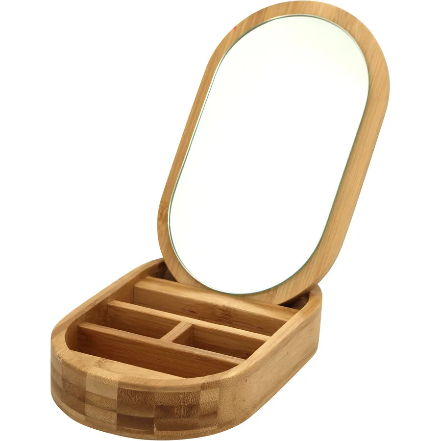Schmuckbox Jule Braun Bambus/Glas - Material: Bambus/Spiegelglas