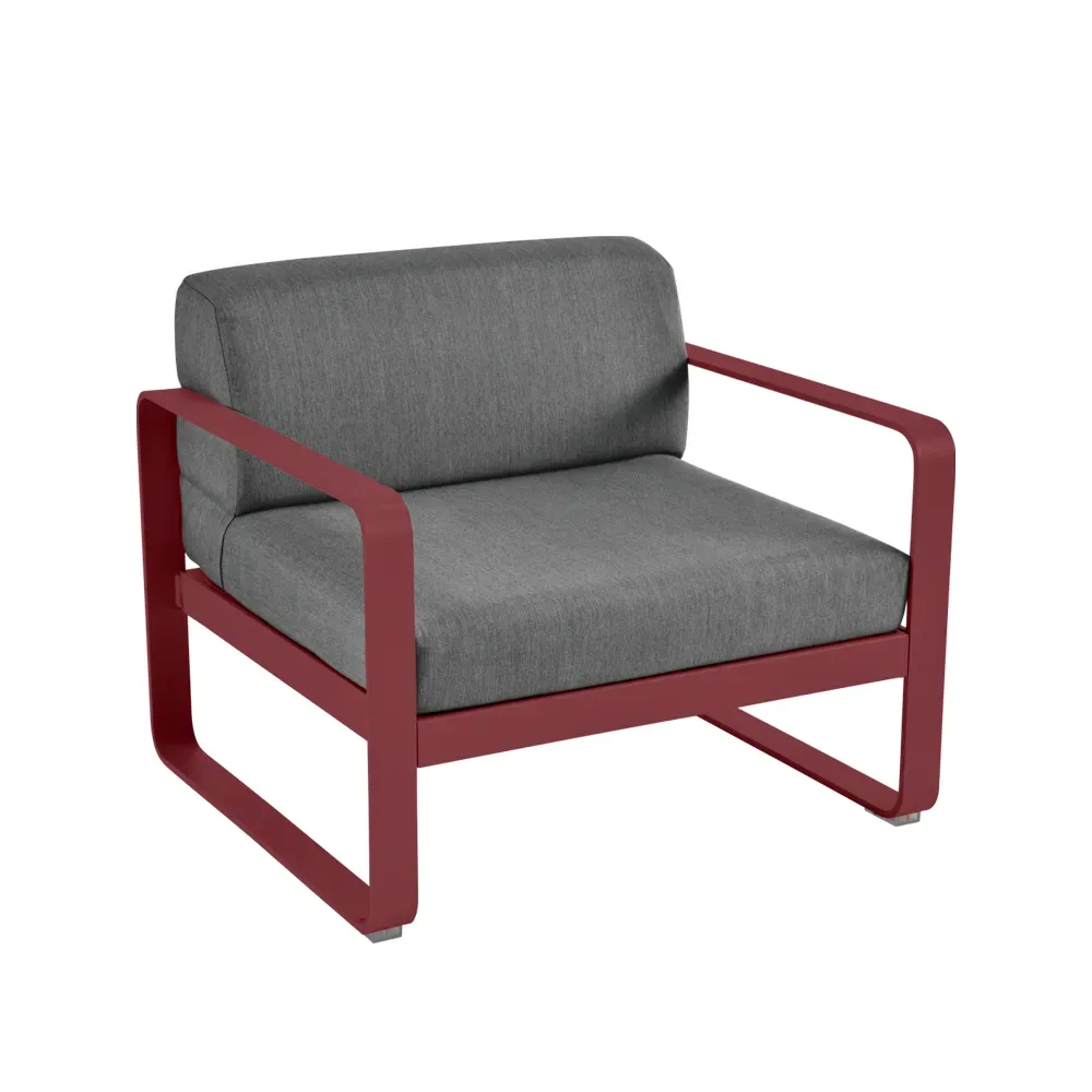 Fermob Bellevie fåtölj Chili (röd), graphite grey dyna