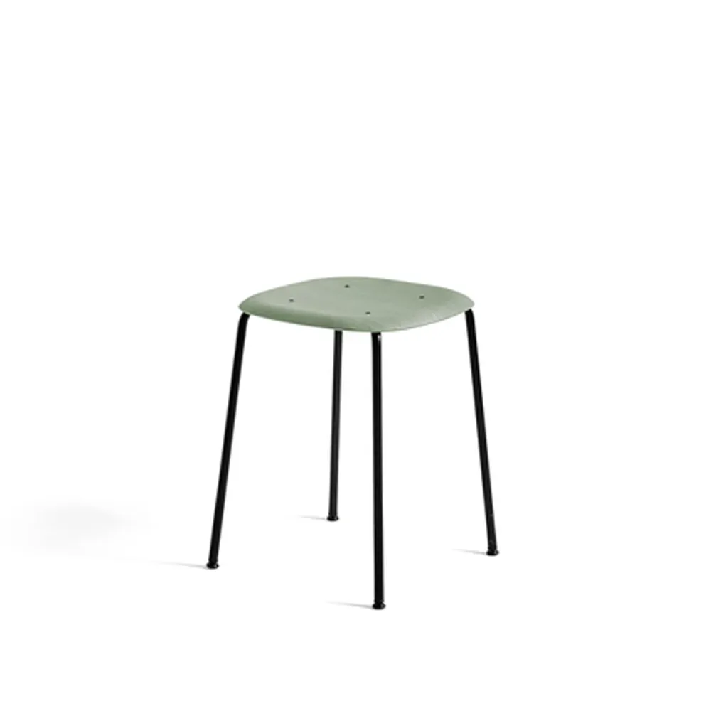 HAY Soft Edge 70 pall Dusty green-svart stålstativ