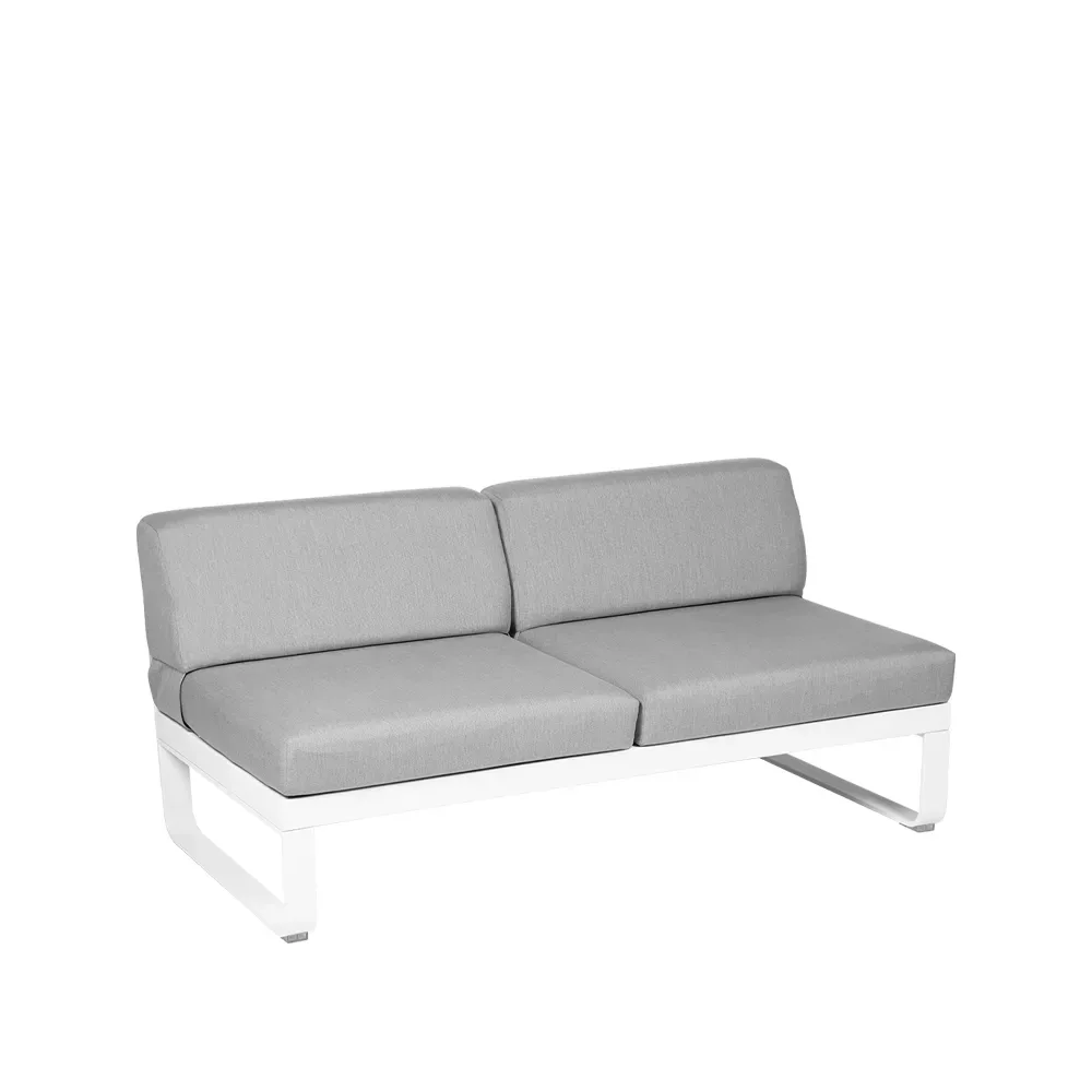 Fermob Bellevie Central modulsoffa 2-sits Cotton white (vit), flannel grey dyna