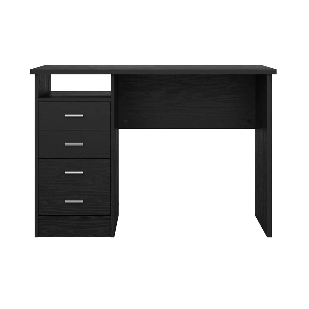FunctionPlus Schreibtisch 4 Schubladen, 1 Ablage schwarze Asche-Dekor.