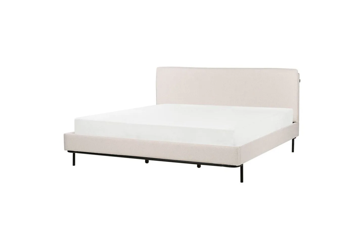 Dubbelsäng Corio med lamellram Beige-Svart, 180x200 cm - Beige-Svart, 180x200 cm