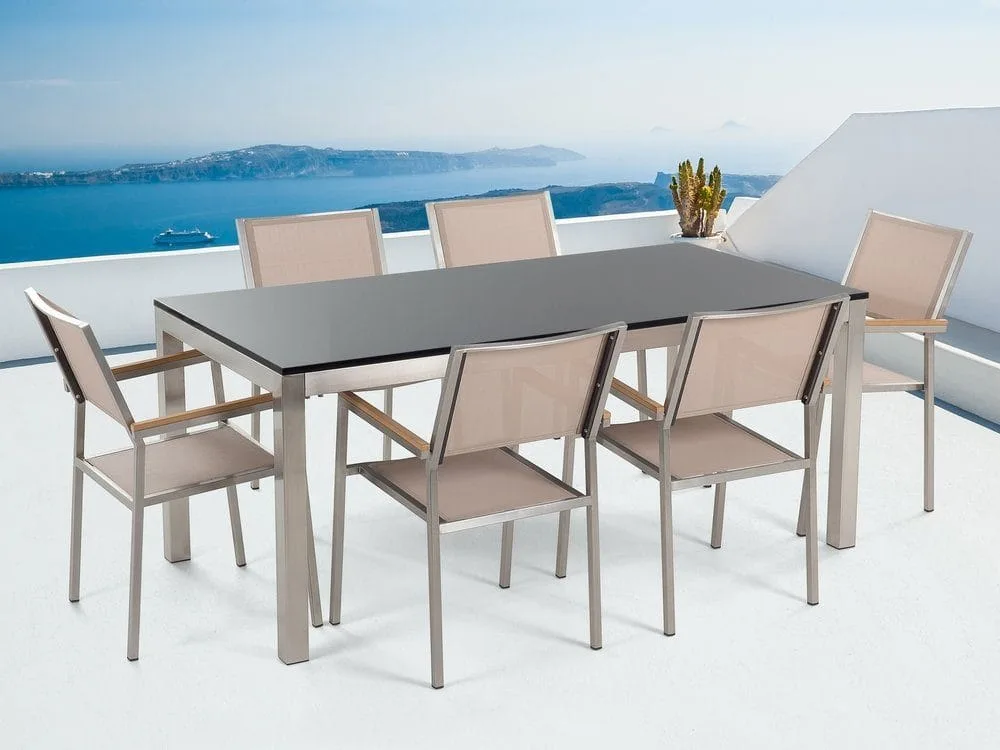 Grosseto Trädgårdsmöbelset Med Utebord+6 Utestolar - Beige