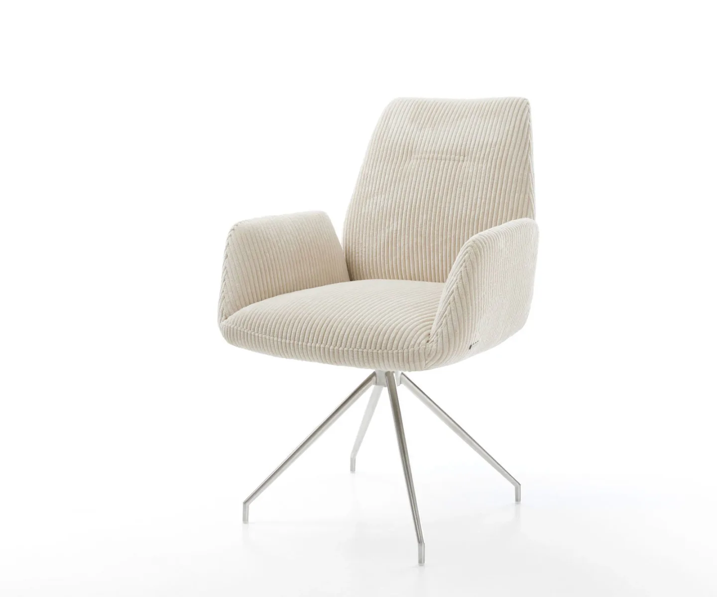 Esszimmerstuhl Zoa-Flex Cord Beige Kreuzgestell konisch Edelstahl Taschenfederkern