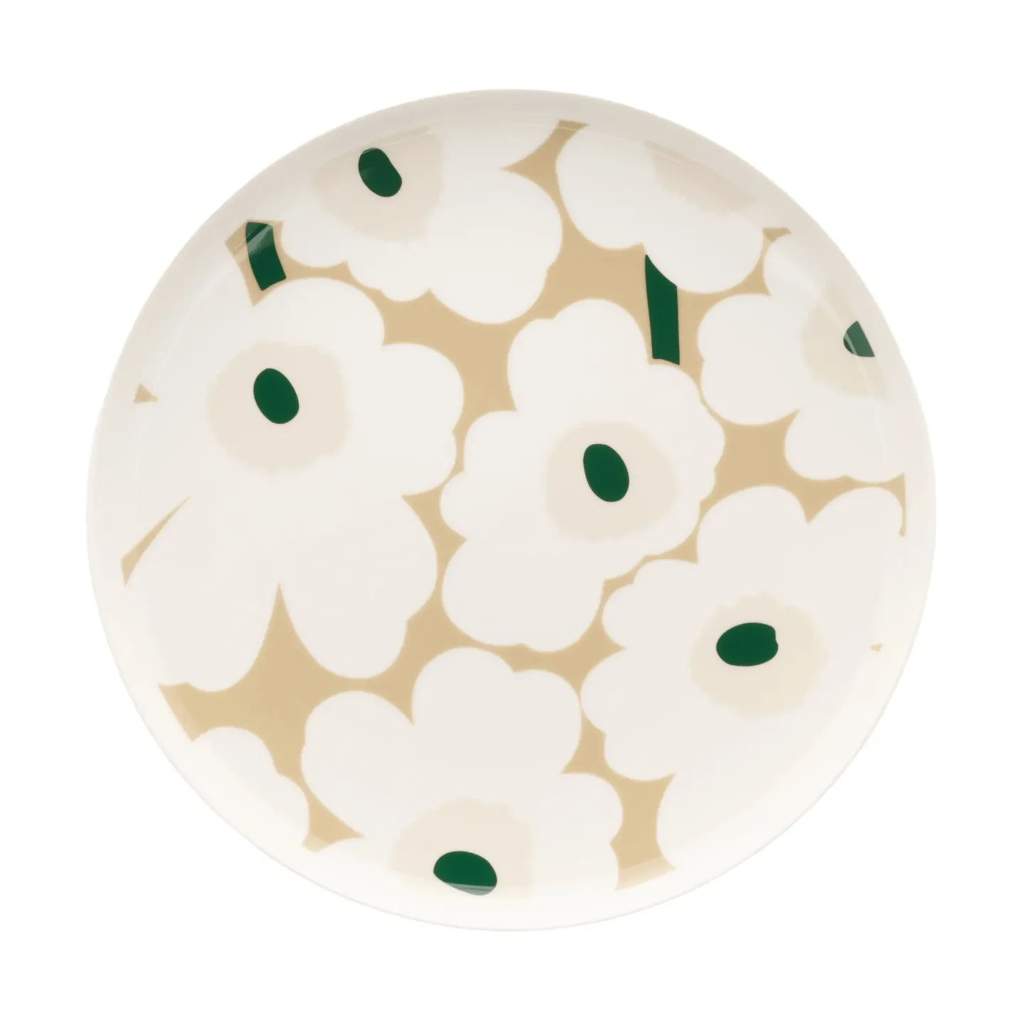 Marimekko Unikko Teller Ø25cm White-beige-light sand-dark green