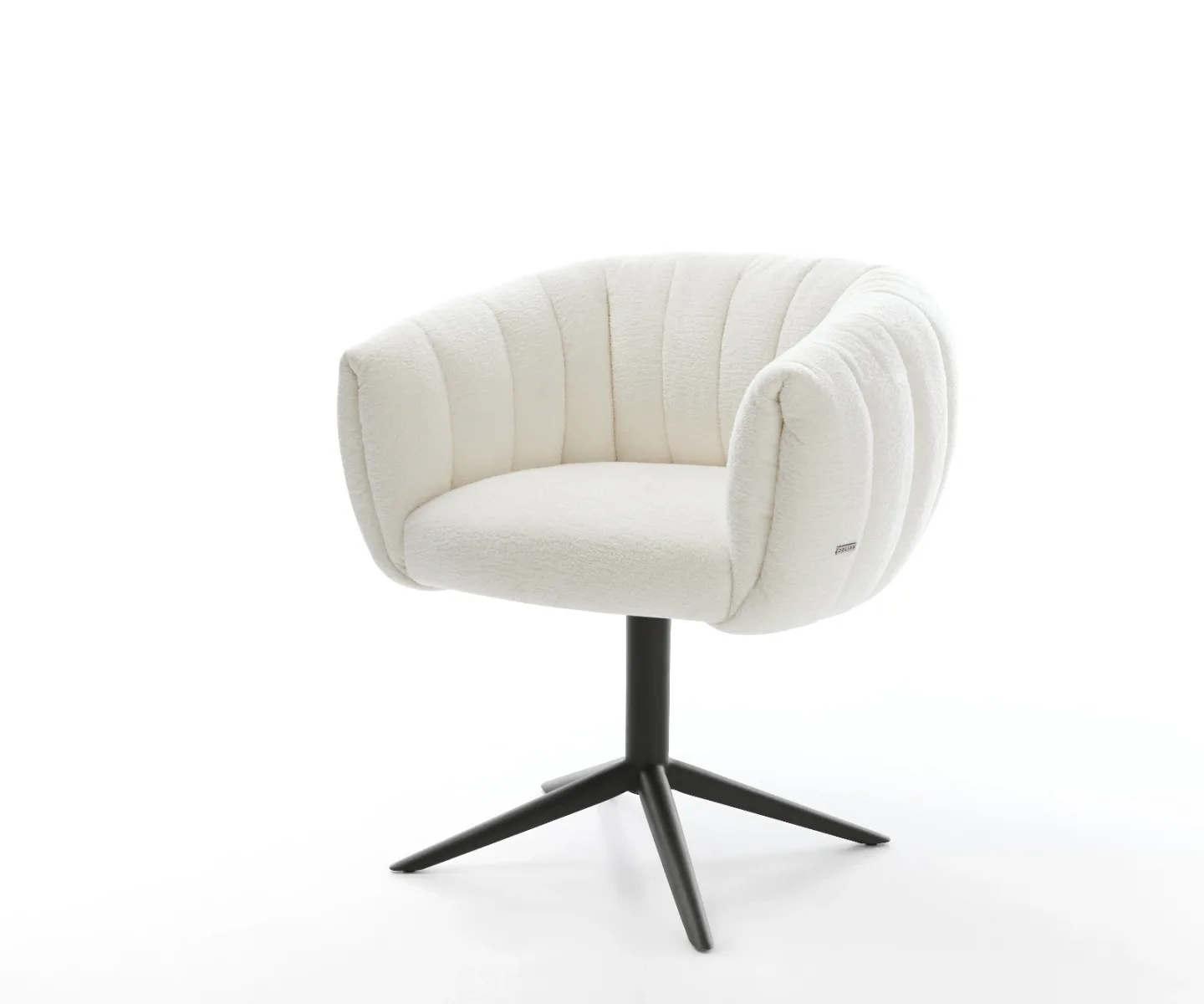 Drehstuhl Jada-Flex Bouclé Soft Beige Fußkreuz Schwarz 360° drehbar Wippfunktion Taschenfederkern