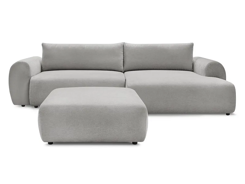 Ecksofa mit Hocker BOBOCHIC LUCIEN Stoff hellgrau
