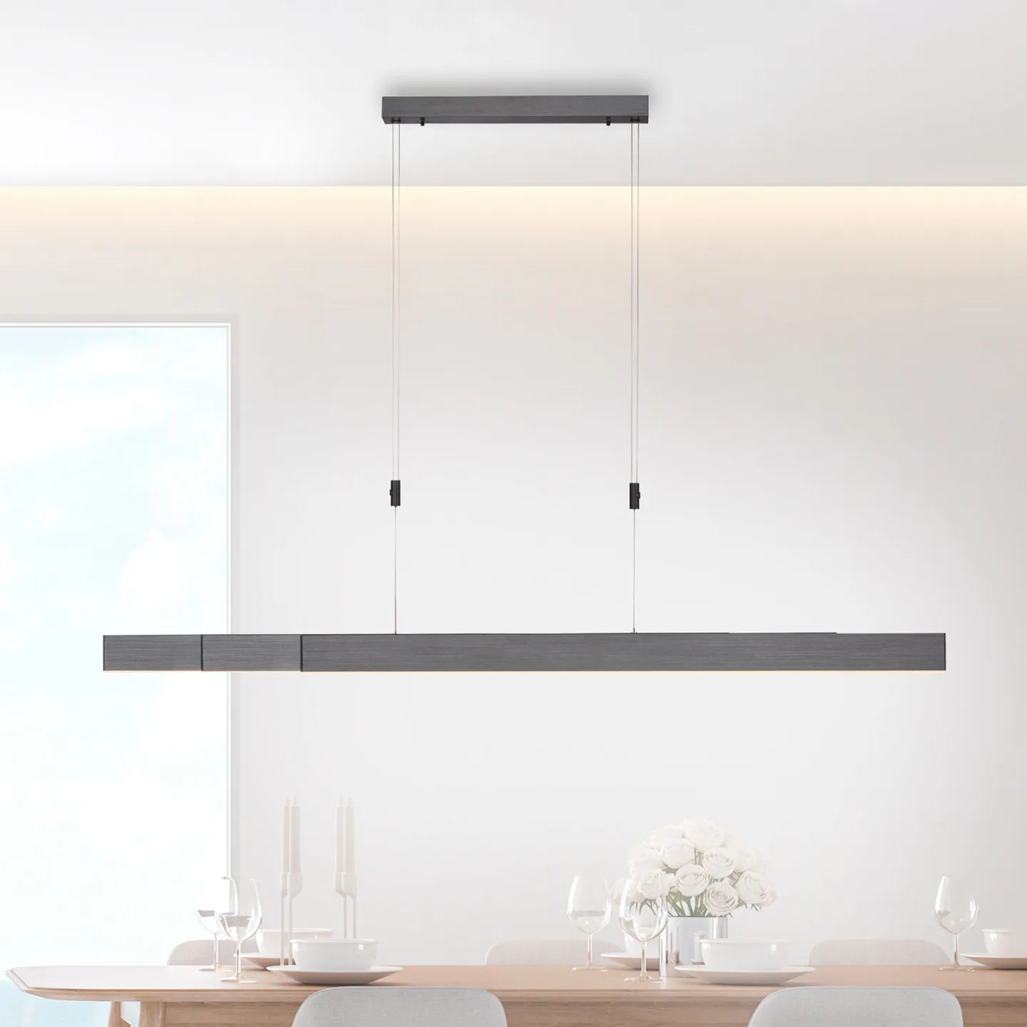 Moto LED-Hängeleuchte, platin, dimmbar, CCT - PURE Pure Moto - Wohnzimmer - Modern - Metall - Einflammig
