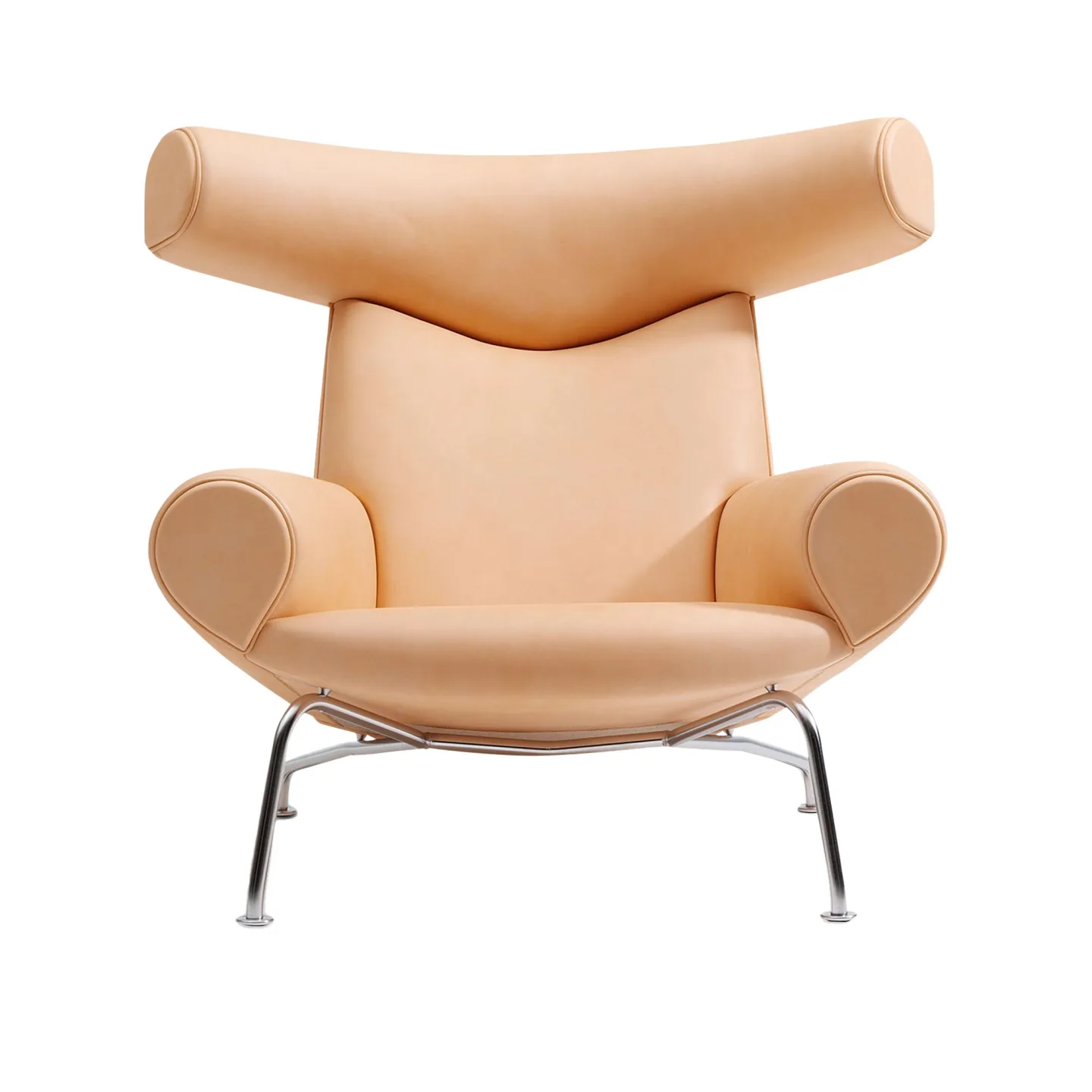 Fredericia Furniture - Wegner Ox Chair, Chrome, Leather Cat. 4 Vegeta 90 Natural - Fåtöljer - Hans J. Wegner - Beige - Läder/Metall