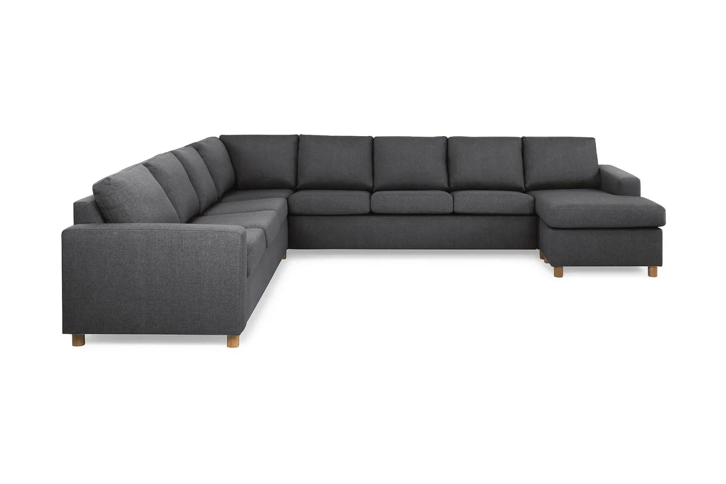 Crazy 7-sits Högervänd U-formad XX-Large Hörnsoffa med divan i Tyg - Mörkgrå