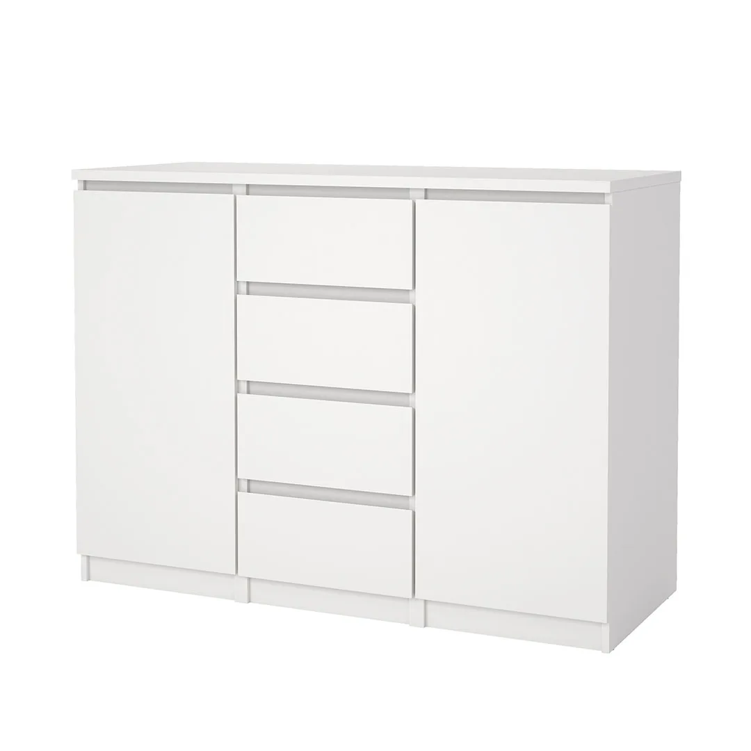 Naia Sideboard 2 Türen 4 Schubladen weiß.