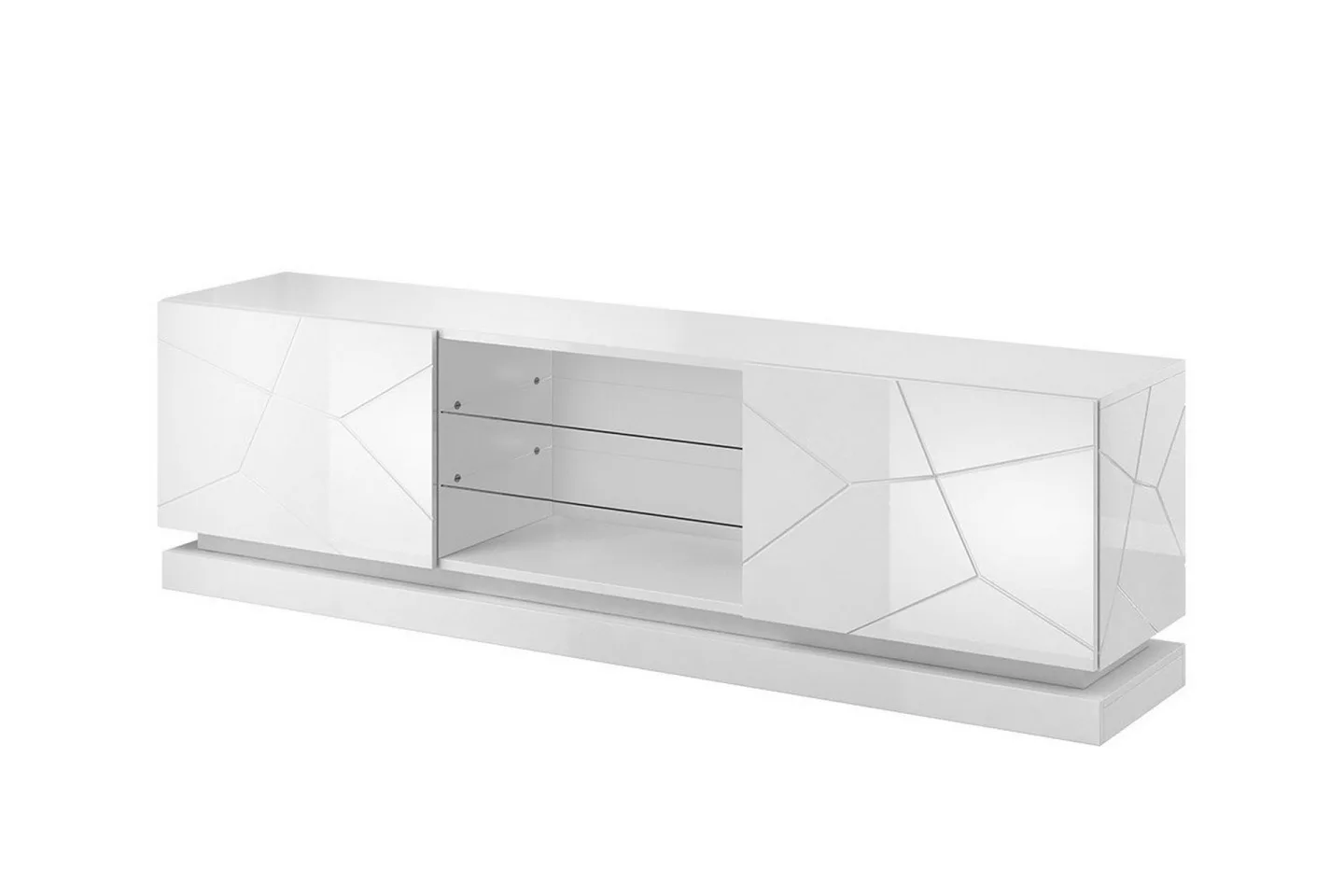 Qiu TV-bänk 40x200 cm - Vit/Högglans