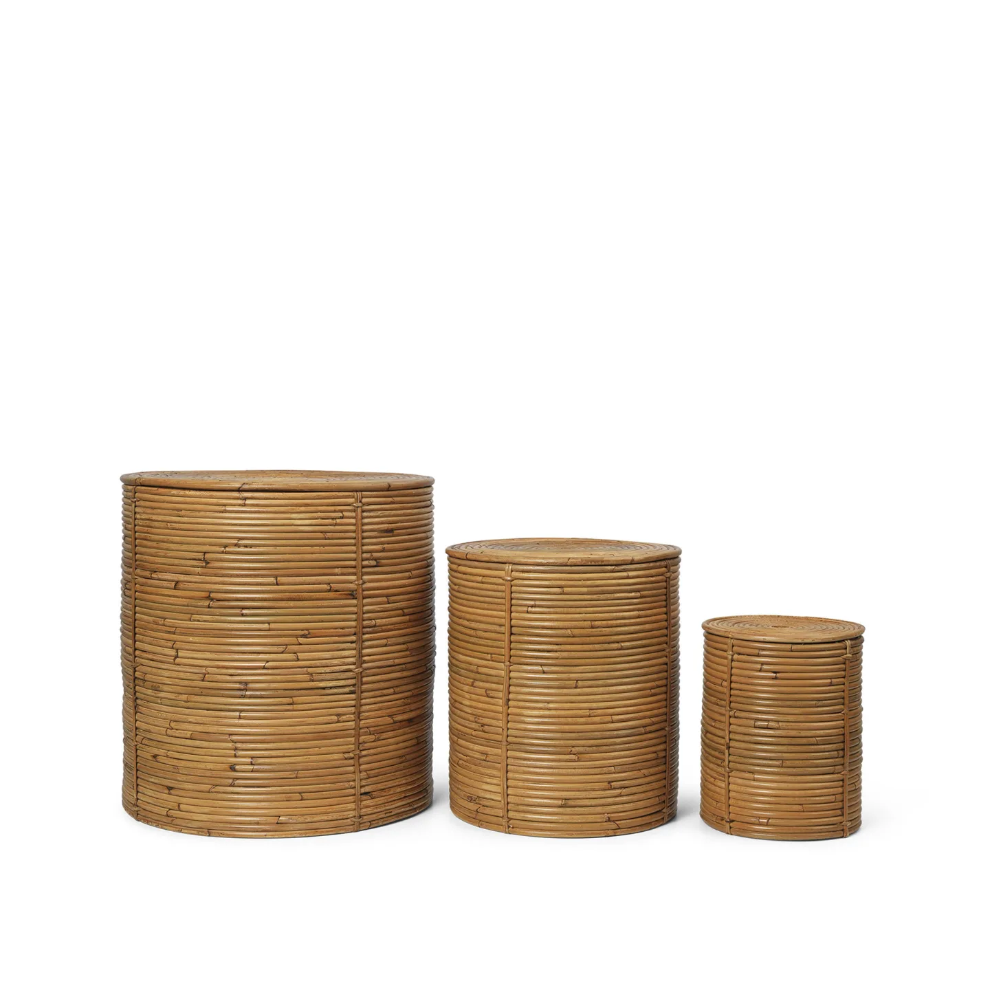 Ferm Living - Column Storage - Set of 3 - Natural Stained - Korgar och lådor - Beige - Trä