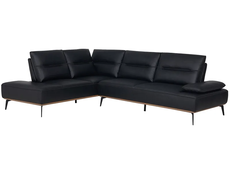 Ecksofa PALERMO Echtleder schwarz
