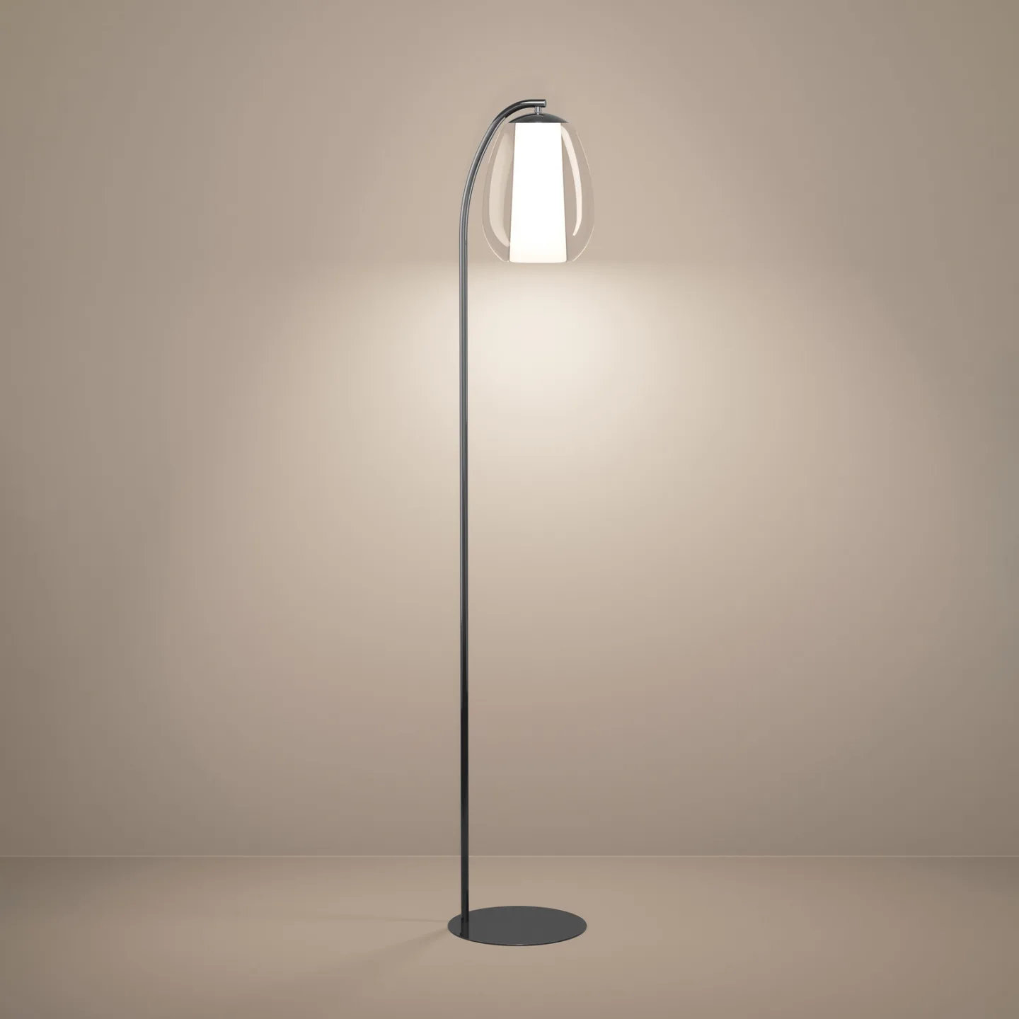 Menorca LED-Stehlampe nickel Höhe 165cm CCT - Stars of Light - Wohnzimmer - Modern - Glas - Einflammig