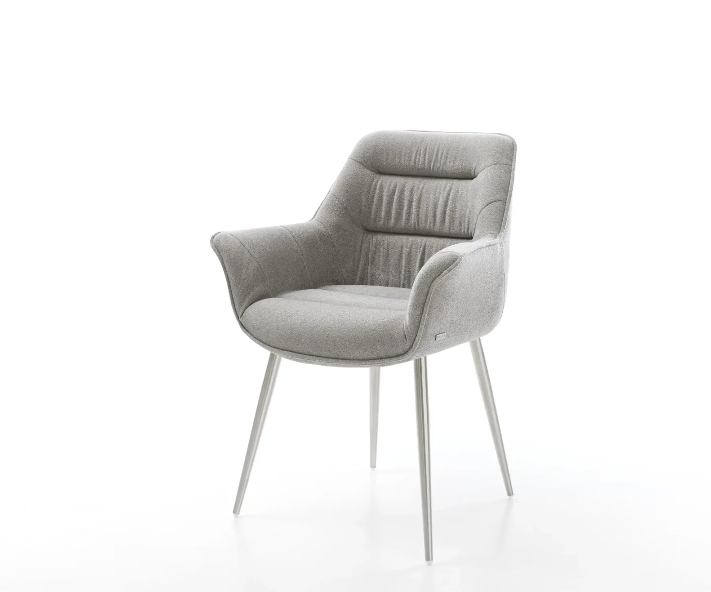 Esszimmerstuhl Kaira-Flex Strukturstoff Soft Grau 4-Fuß konisch Edelstahl