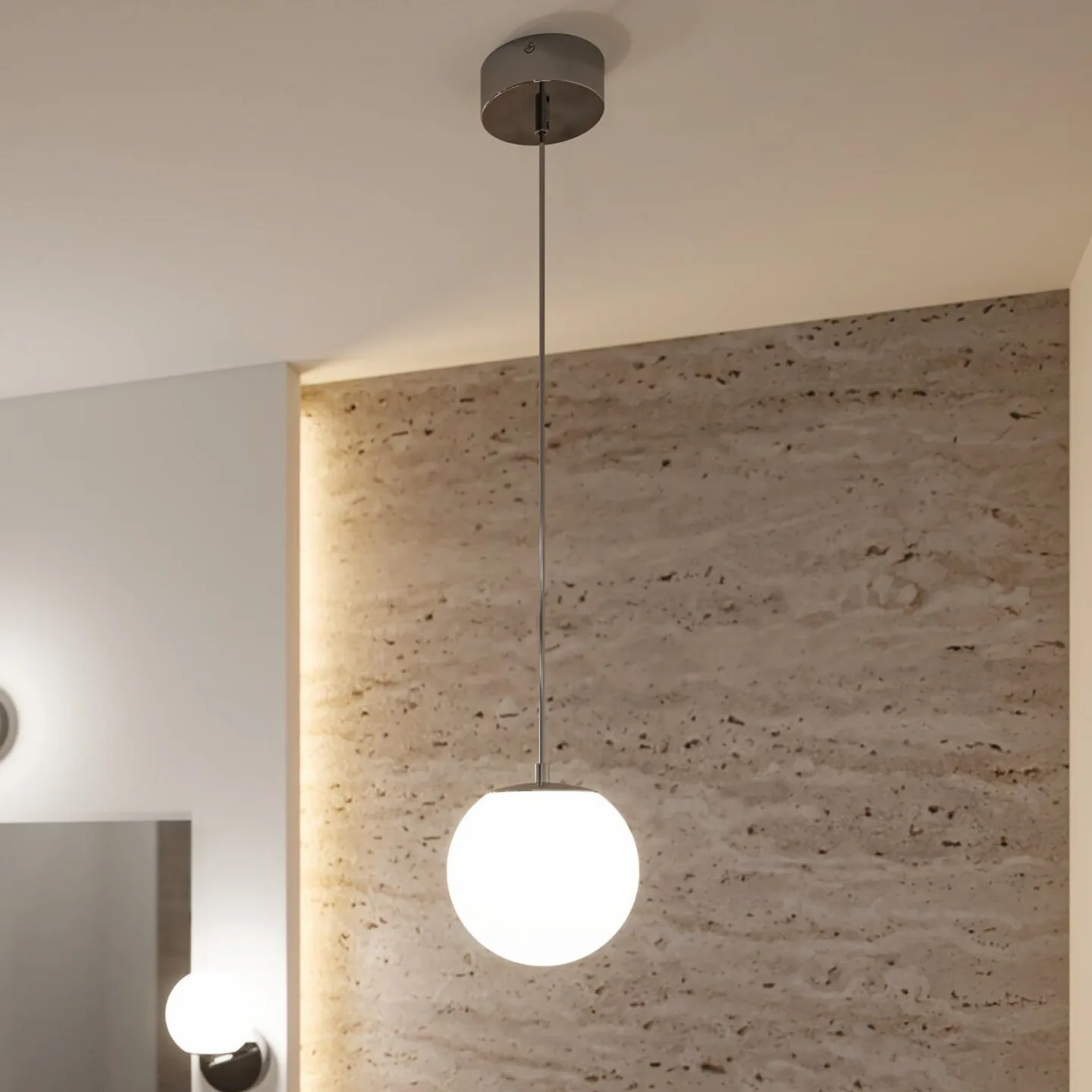 Gove LED Pendelleuchte IP44 Chrom/Satin - Paulmann - Wohnzimmer - Modern - Glas - Kugel