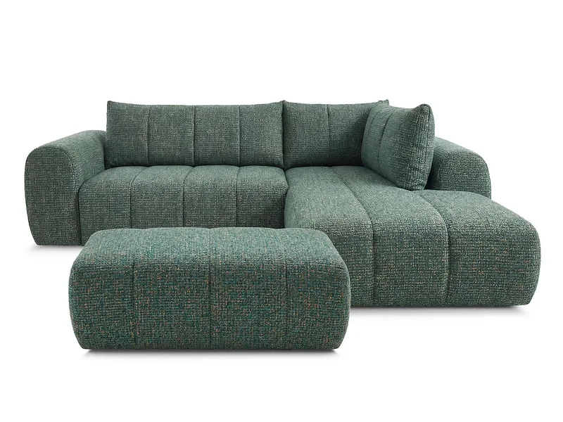 Ecksofa mit Hocker BOBOCHIC NESTY Stoff chiniert dunkelgrün