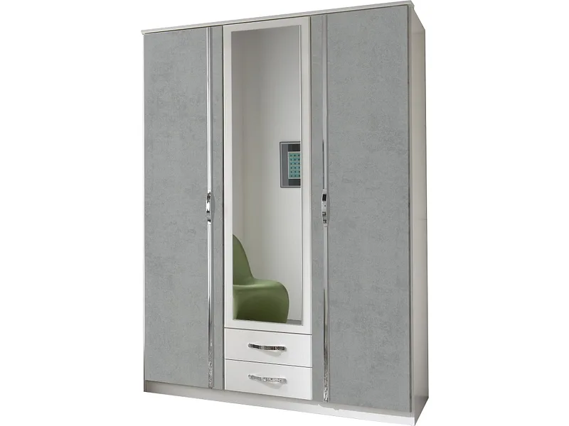 Drehtürenschrank PEMBERTON beton 3 Türen 2 Schubladen