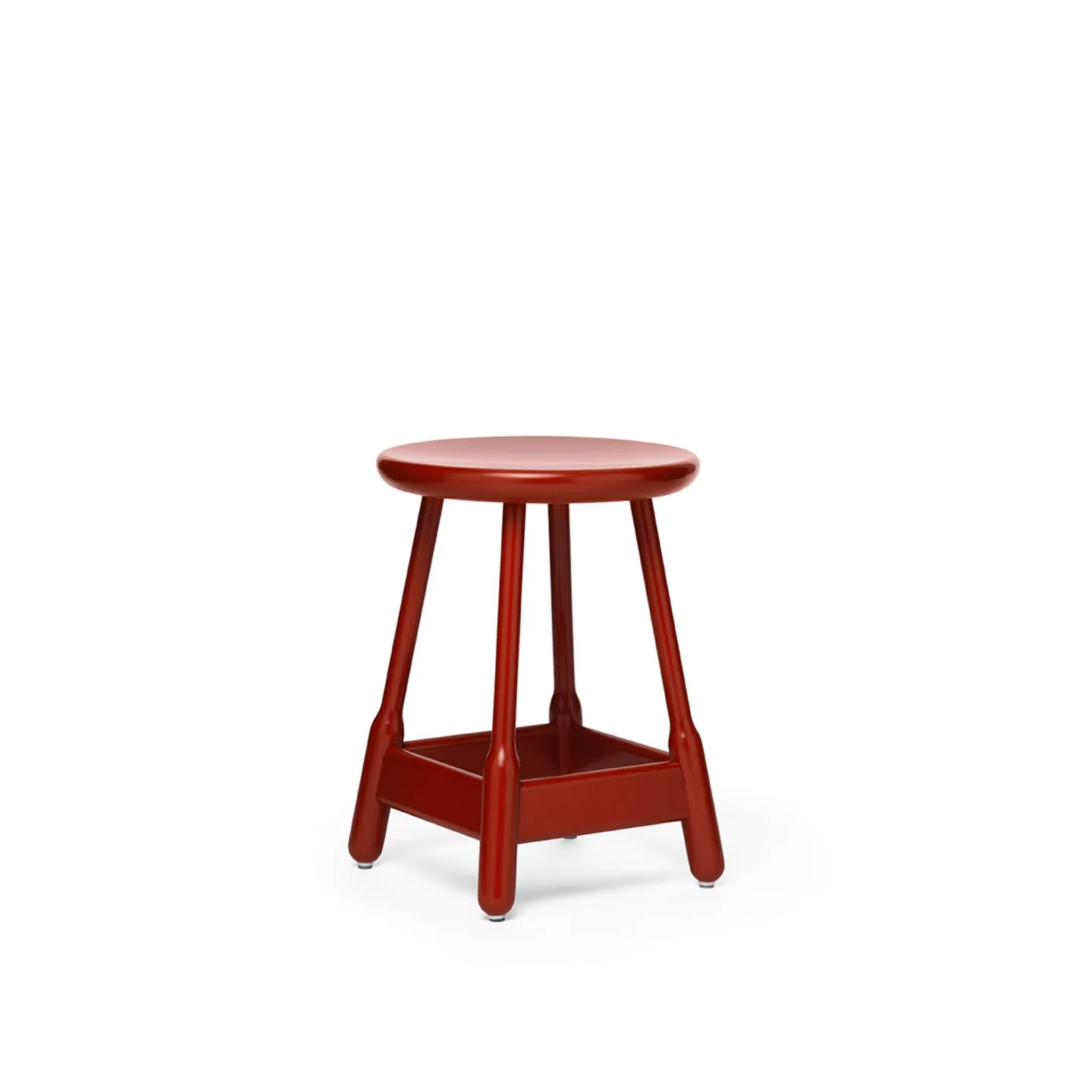 Massproductions - Albert Stool - H 500, Red Lacquered Beech, Utan klädsel - Pallar - Chris Martin