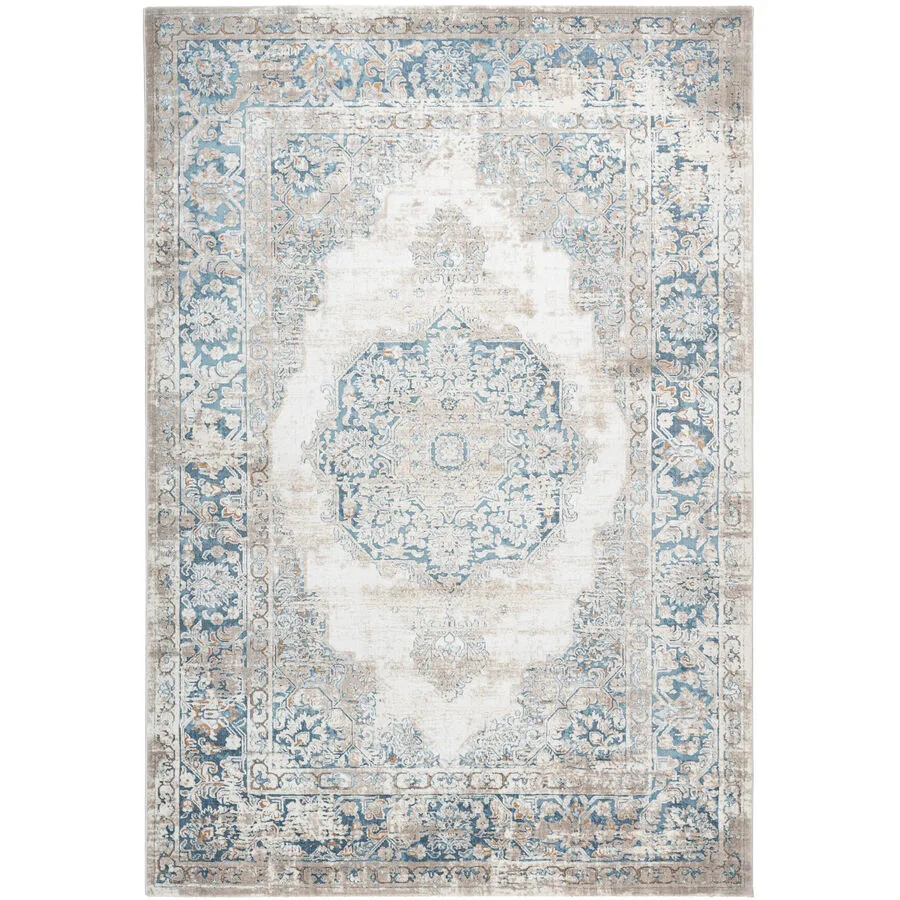 Teppich Paris blau Blumenmuster Polyester/Polypropylen 170 x 120 cm