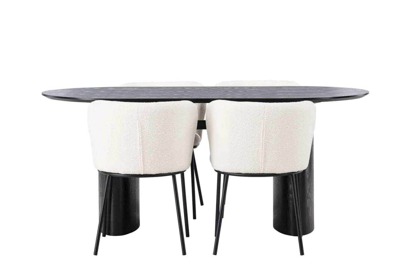 Isolde Matgrupp 180 cm Oval med 4 Edina Stolar - Svart