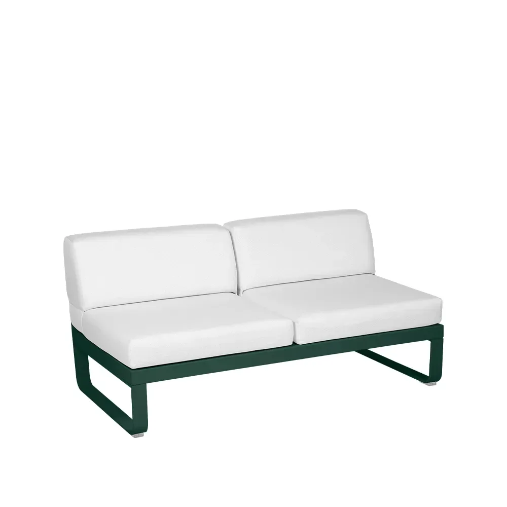 Fermob Bellevie Central modulsoffa 2-sits Cedar green (grön), off-white dyna