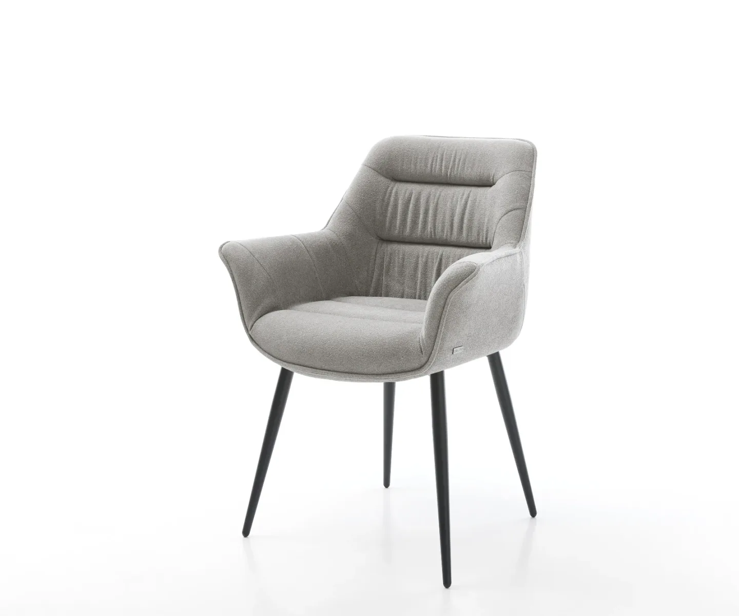 Esszimmerstuhl Kaira-Flex Strukturstoff Soft Grau 4-Fuß konisch Schwarz
