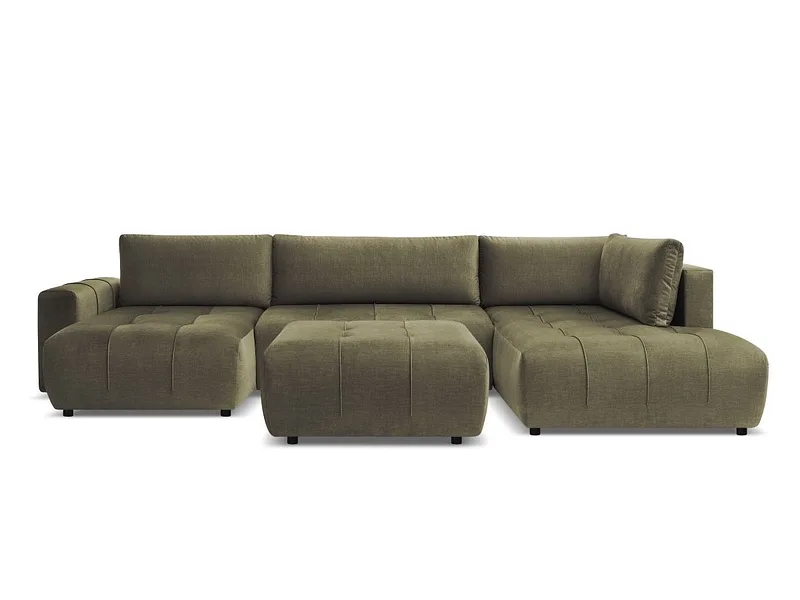 Panorama-Ecksofa mit Hocker BOBOCHIC ARSENE Samt grün