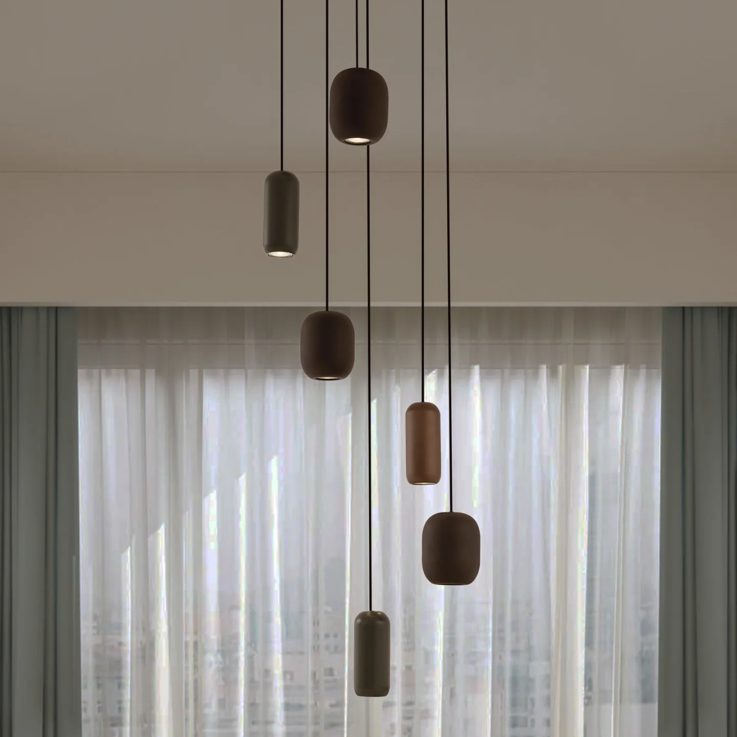 Narion 6 Cluster Pendelleuchte Schwarz - Lucande - Esszimmer - Modern - Metall - Mehrflammig