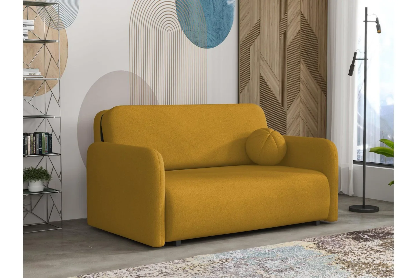 Ajmeri Bäddsoffa 3-sits i Plysch - Gul