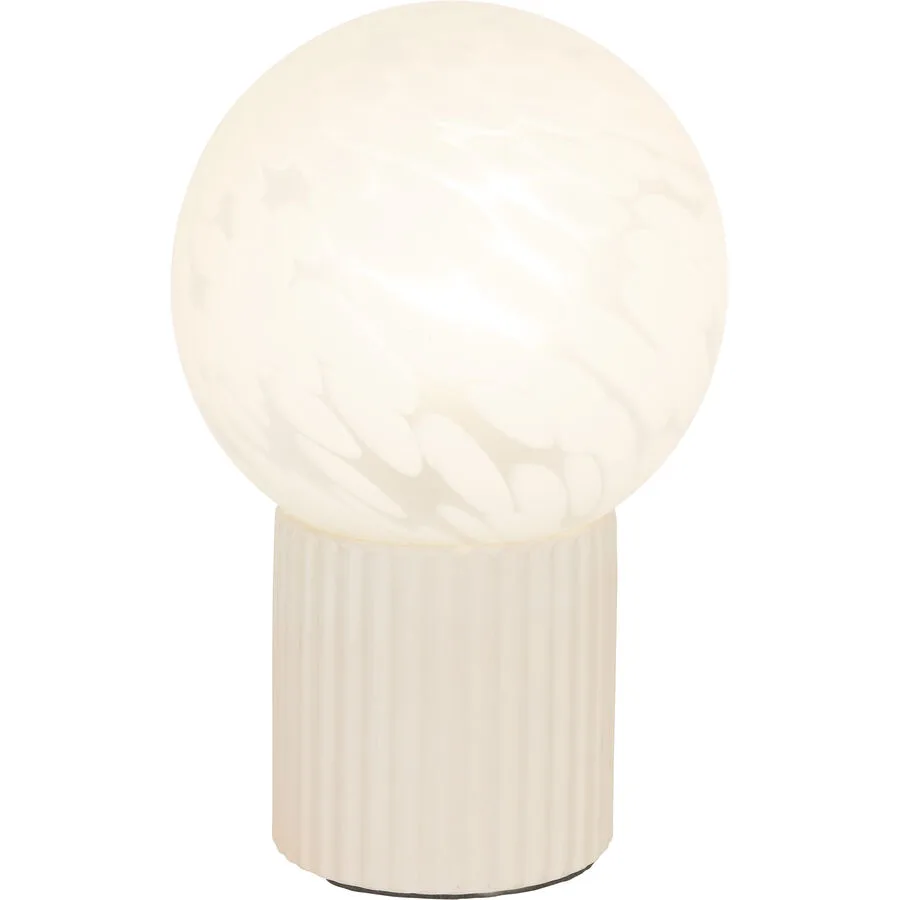Tischlampe Alva Beige/Weiss Keramik/Glas 15 cm 23 cm - Farbe: Beige, Weiss - Material: Keramik, Glas