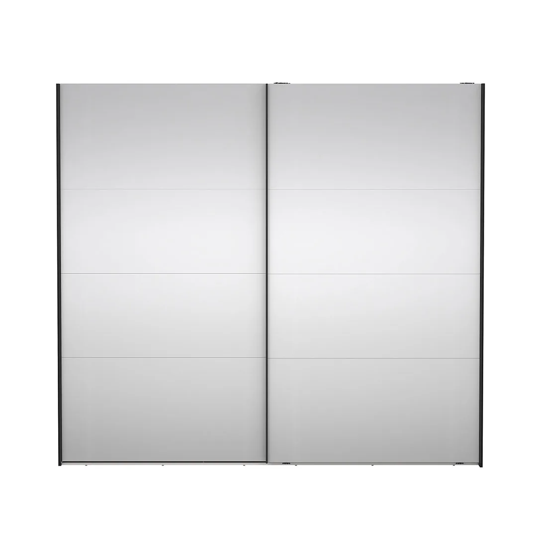 Catania Schiebetürenschrank 2 Türen mit Spiegel 245x220cm matt schwarz.