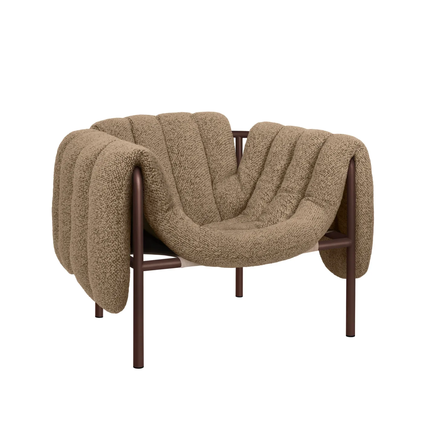 HEM - Puffy Lounge Chair - Sawdust/Chocolate Brown - Fåtöljer - Faye Toogood - Brun,Beige - Bomull/Naturmaterial/Metall/Syntetiskt/Skum/Plast