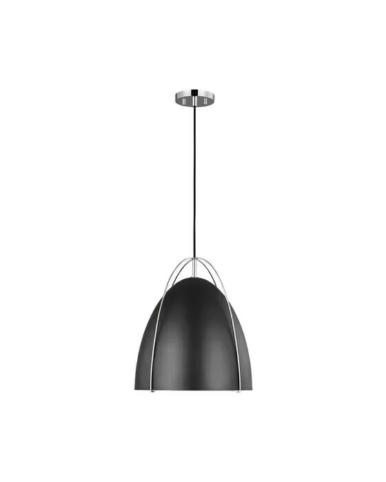 Norman One Light Pendant Chrome/Matte Black